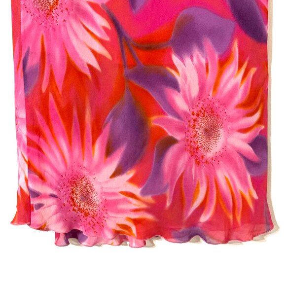 Vtg 90s Y2K Floral Chiffon Maxi Skirt Elastic Waist Whimsical Fairy Festival - Picture 3 of 12